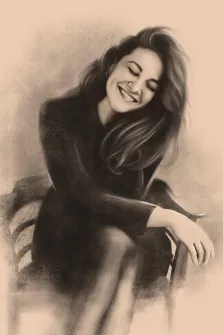 Портрет улыбающейся девушки написан серым Карандашом, художник Татьяна 