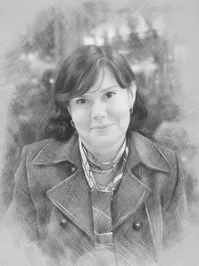 Портрет женщины в пальто серым Карандашом, художник Татьяна 