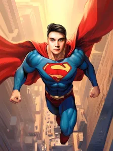 Портрет молодого человека в образе супермена в стиле Комикс, художник Александра 