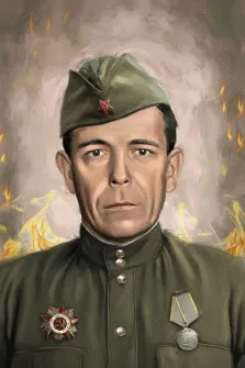 Маслом, художник Александра, мужской портрет по старой фото в военной форме