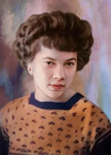 Маслом, художник Александра, женский портрет по черно-белой фотографии