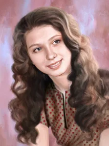 Маслом, художник Александра, портрет девушки с красивыми локонами