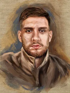 Маслом, художник Александра, мужской портрет