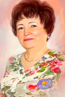 Изображение женщины в блузке с цветами , выполнено под масло, художник Анастасия 