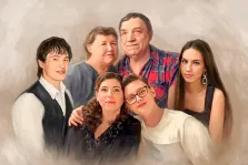 Семейный портрет Под масло на шесть персон, художник Анастасия 