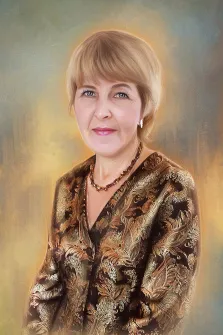 Женский портрет маслом, светловолосая женщина с ожерельем на шее и в тёмной кофте с золотыми цветами, художник Павел 