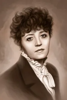 Женский портрет Под масло в чёрно-белых тонах, девушка с кудрявыми короткими волосами в классическом костюме, художник Анастасия 