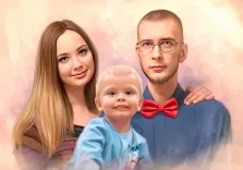 Семейный портрет на три человека под масло, художник Анастасия 