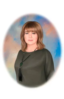 Женский портрет Под масло, зеленоглазая женщина в малахитовом платье и с ожерельем на шее, художник Павел 