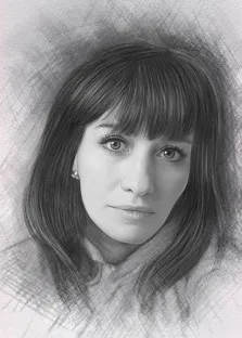 Женский портрет серым карндашом, художник Татьяна 