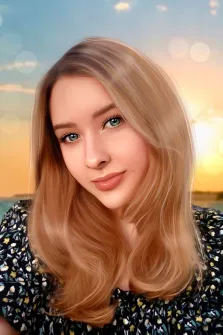 Портрет зеленоглазой девушки с длинными светлыми волосами Под масло, художник Ольга 