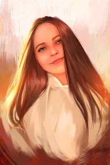 Портрет голубоглазой девушки со светло-русыми волосами стилизован Под масло, художник Александра 