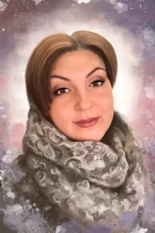 Женский портрет Под масло, кареглазая женщина с каштановыми волосами, художник Софья 