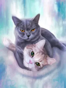 Портрет двух котов выполнен Под масло, художник Антонина