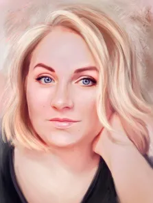 Женский портрет Под масло: голубоглазая женщина блондинка с причёской "Каре", художник Александра 