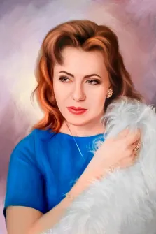 Портрет женщины с карими глазами и с волнистыми волосами каштанового оттенка, портрет Под масло, художник Александра 