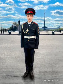 Портрет мальчика в кадетской форме выполнен Под масло, художник Александра 