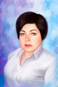 Портрет женщины с короткими тёмными волосами на цветном фоне выполнен Под масло, женщина одета в белую рубашку с расстёгнутой верхней пуговицей, художник Павел 