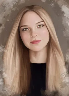 Кареглазая девушка блондинка изображена на абстрактном фоне Под масло, художник Софья 