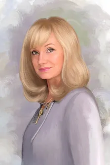Портрет светловолосой женщины на цветном фоне в стиле Под масло, художник Софья 