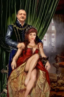 Парный портрет Под масло в образе короля и королевы, художник Лариса