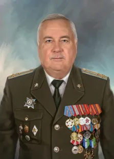 Портрет пожилого мужчины в военной парадной форме с медалями в стиле Под масло, художник Анастасия 