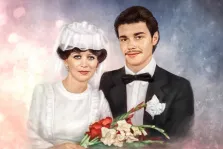 Парный свадебный портрет Под масло на цветном фоне, художник Анастасия 