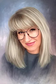 Портрет девушки блондинки в очках Под масло, художник Анастасия 
