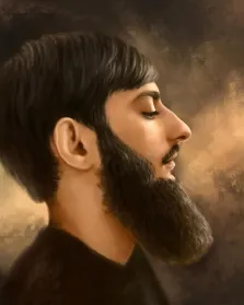 Портрет мужчины кавказской внешности с бородой в стиле Под масло, художник Анастасия 