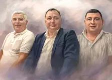 Портрет трёх мужчин в стиле Под масло на нейтральном светлом фоне, художник Анастасия 