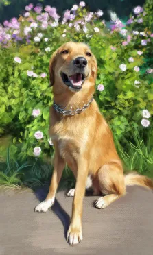 Портрет собаки породы "Золотистый ретривер" в стиле Под масло, художник Александра 