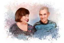 Портрет пожилой пары в стиле Под масло на светлом фоне, художник Евгения 