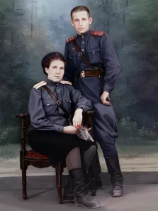 Портрет маслом по фотографии времён Великой Отечественной войны, художник Антонина