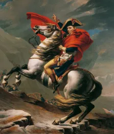 В образе, художник Антонина, портрет мужчины в образе Наполеона Бонапарта, сидящего верхом на коне во время сражения