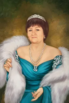 Портрет женщины В образе королевы на нейтральном тёмном фоне, художник Антонина