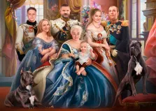 Семейный портрет В образе царской семьи на семь человек, художник Антонина