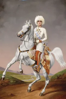 Портрет мужчины в образе императора Австро-Венгрии Франца Иосифа Первого на белом коне, художник Валерия 