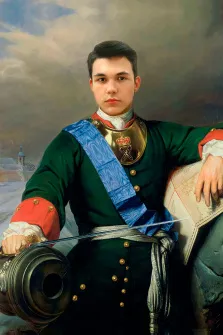 Портрет кареглазого молодого человека В образе Петра Первого, художник Валерия 
