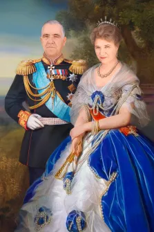 Парный портрет мужчины и женщины В образе короля и королевы, художник Антонина