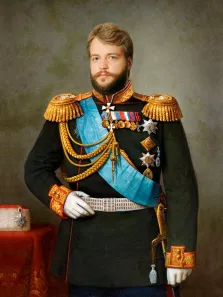 Портрет бородатого молодого человека В образе императора Александра III, художник Валерия 