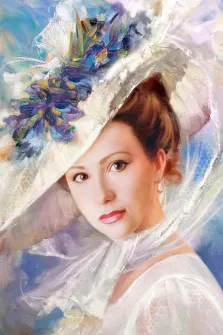 Портрет кареглазой девушки В образе дамы в шляпе, художник Антонина