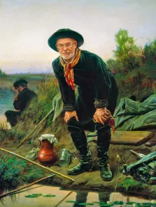 Портрет мужчины В образе персонажа картины В.Г Перова "Рыболов", художник Антонина