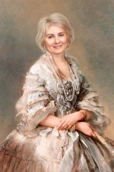 Портрет светловолосой женщины В образе старинной дамы в белом платье, художник Антонина