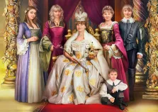 Портрет семьи В образе королевской семьи из шести человек, художник Антонина