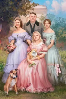 Семейный портрет из четырёх человек В образе старинной семьи, художник Антонина