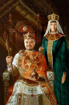 Парный портрет В образе царя и его жены, художник Лариса