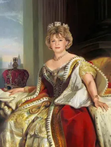 Портрет кареглазой женщины с причёской "Каре" В образе королевы, художник Антонина