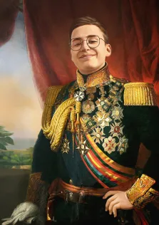 Портрет молодого человека с очками В образе португальского генерала, художник Антонина