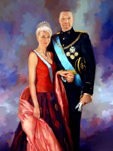 Парный портрет В образе королевской семьи на абстрактном фоне, художник Антонина