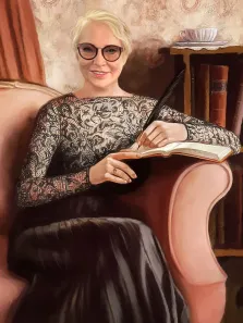 Портрет женщины с короткой стрижкой и в очках В образе, художник Анастасия 